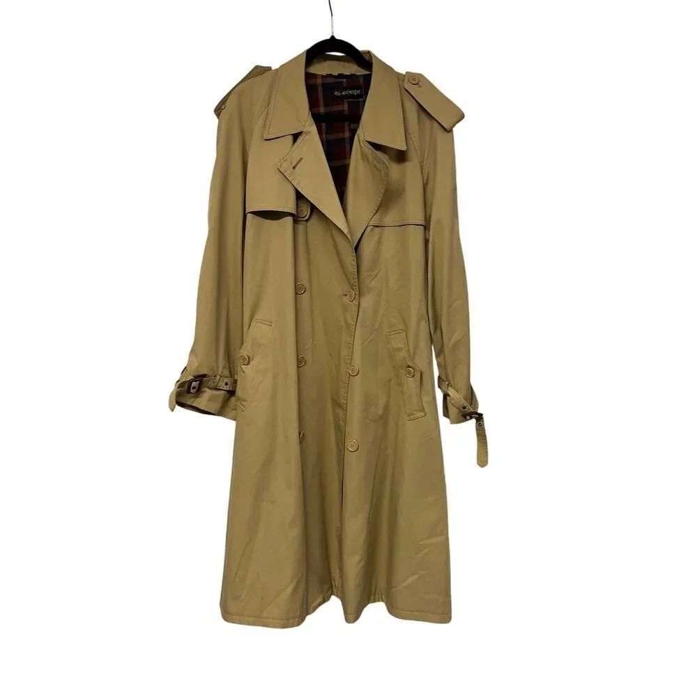 YVES SAINT LAURENT VINTAGE TRENCHCOAT WITH PLAID INTERIOR SIZE 54 EU SIZE L USA